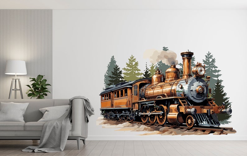 Train Wall Decal Train Wall Sticker Train Art Train Wall Vinyl Wall Decal Train Room Gifts Vinyl Wall Art Stickers 121RS image 3