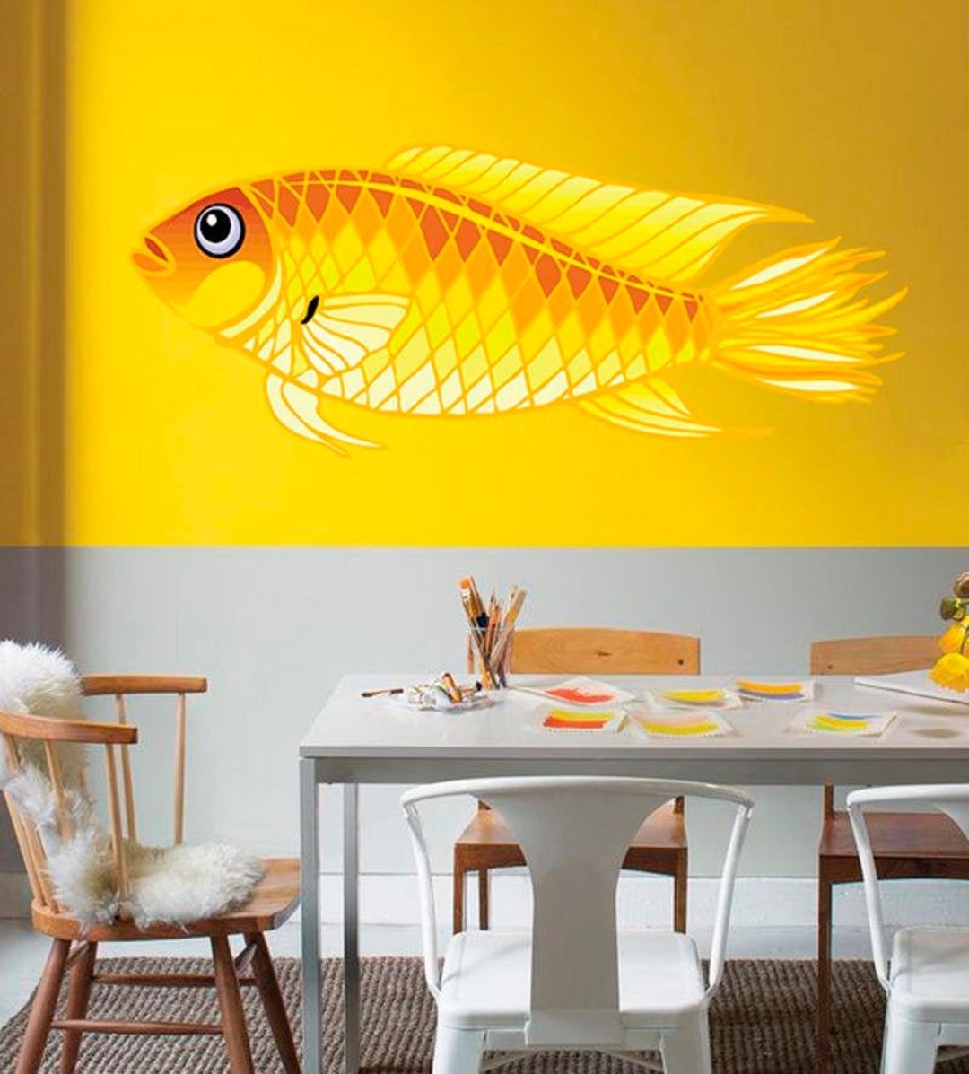 Gold Fish Decal Gold Fish Sticker Gold Fish Wall Decor Etsy