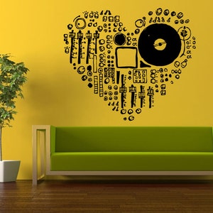 Wall Decal Vinyl Sticker Decals Peal And Stick Cheap Free Shipping Dj Mixer Vinyl Record Player Music L441