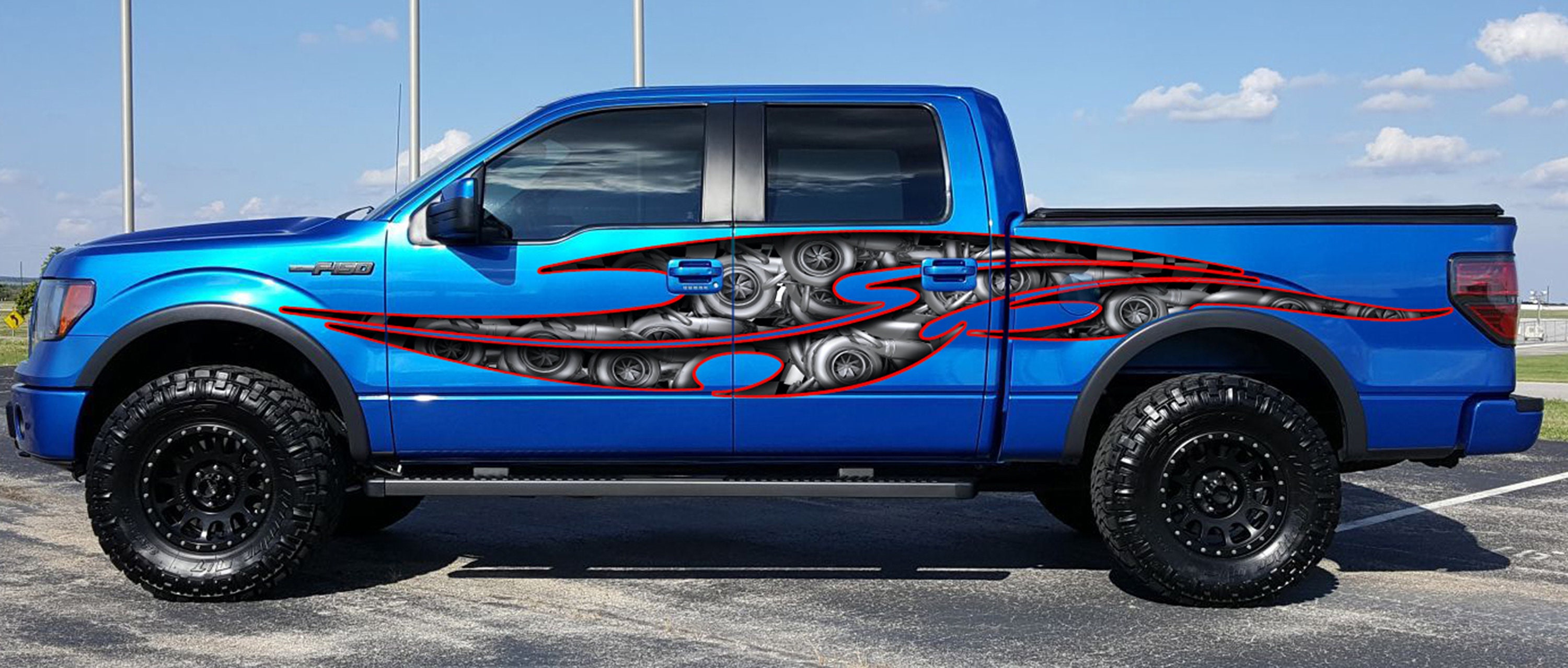 Ripped Metal Turbocharged 3D Car Graphic Full Color Car Side Graphics ...