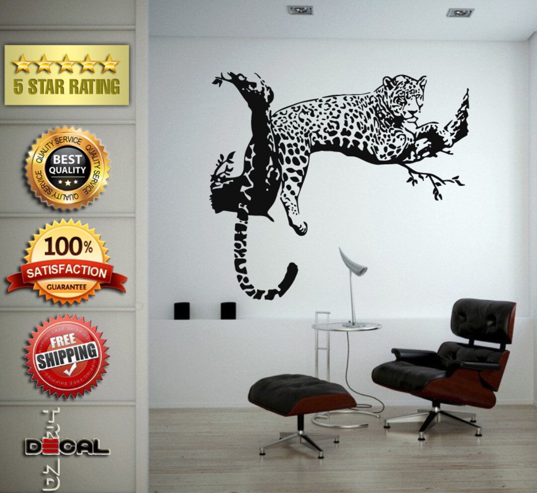 Cheetah Predator Jungle Cat Animal Wall Decal Vinyl Sticker Mural Room ...