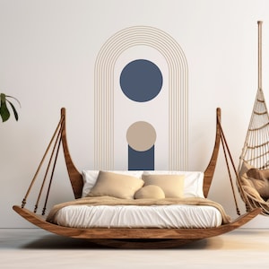 Boho Wall Decal, Bed Arch Sticker, Rainbow Full Arch, Arch Mid Century, Hedboard Wall Decal, Arch Wall Decal, Arch Wall Decal Sticker 130LU
