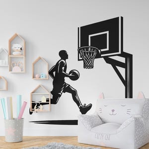 Basketball wall decal Hoop wall art Sport Wall Decal Kids Decal Basketball Gifts wall Vinyl Wall Sticker Boy Room 445RS