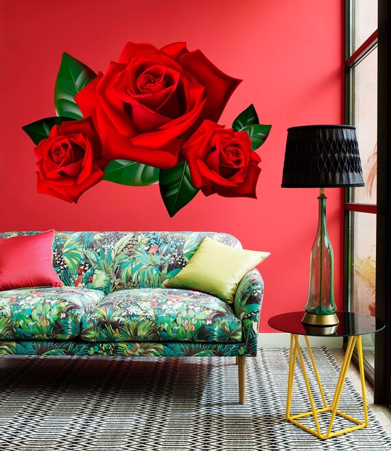 Red Roses Wall Decal, Red Roses Wall sticker, Red Roses wall decor