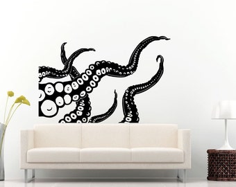 Octopus Climbing Tentacles Sea Ocean Water Fish Animal Creature Wall Decal Vinyl Sticker Mural Room Decor L1310