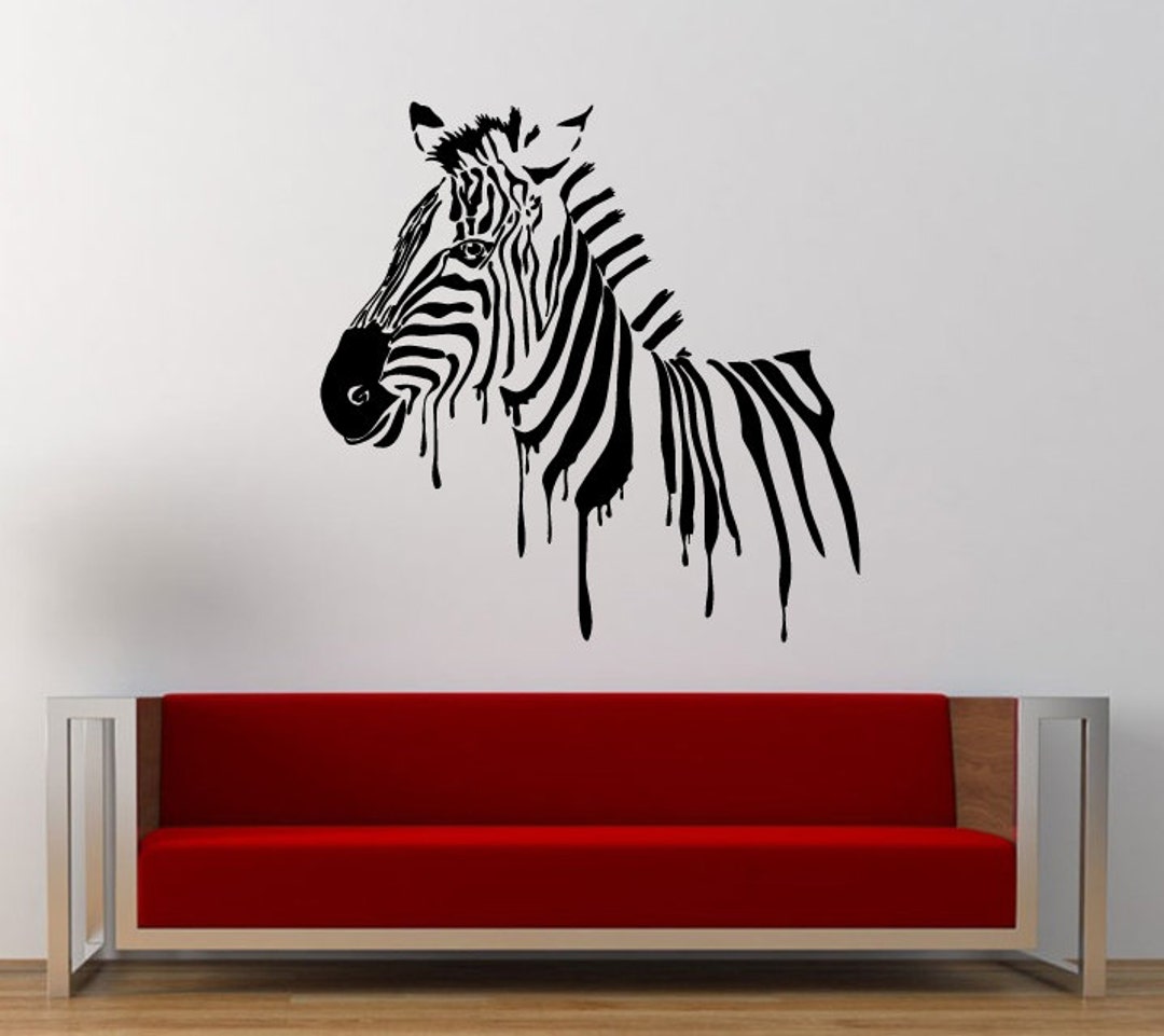 Melting Zebra Bar Code Wall Decal Sticker Vinyl Mural Leaving Bedroom ...