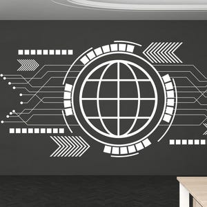 Circuit Board Wall Decal, Technology Vinyl Wall Art Decals, Company Name Decal, Office Decor, Business Wall Decal, Wall Art Office 547LU