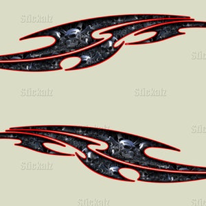 Skulls Bones Boat Vinyl Sticker, Pirate Boat Wrap, Full Color Cigar Boat Graphics Vinyl Decal, Skulls Racing Stripes Watercraft Graphics image 9