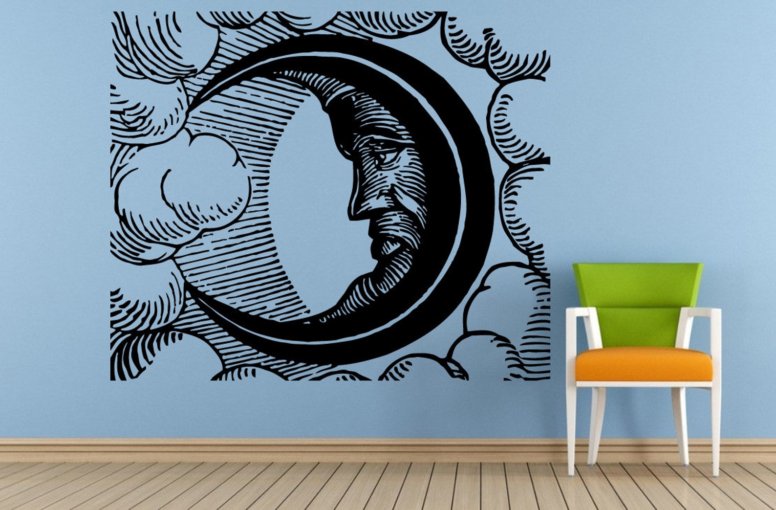 Space Night Sky Stars Moon Sun Baby Kids Child's Room Nursery Wall Room ...