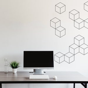 Cubes Office Wall Art Decor Office Wall Decal Computer Desk Wall Decor Inspire Office Decoration Motivation Stickers Mural Unique Gift 128RS