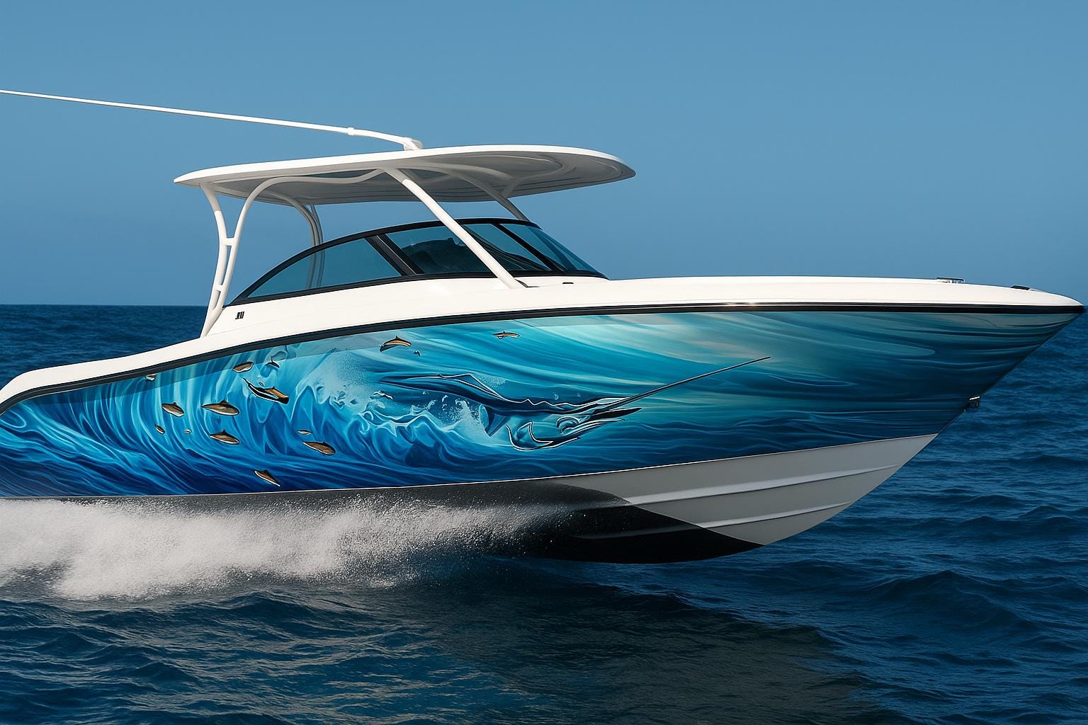 Sailfish Boat Wrap – Realistic Ocean Marine Vinyl Design for Fishing ...
