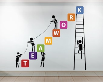 Teamwork Office Wall Decal Idea Teamwork Business Worker Inspire Office Decoration Motivation Stickers Mural Unique Gift 1192RS