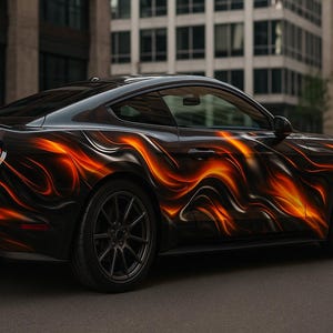 Fire Flames Car Wrap for Mustang | Custom Hot Rod Vinyl | Realistic ...