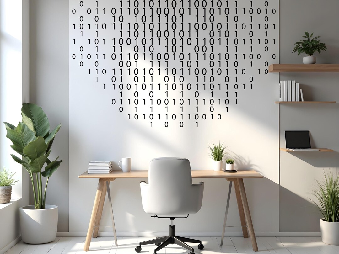 Binary Code Wall Decal, Technology Vinyl Wall Art Decal, Circuit Board ...