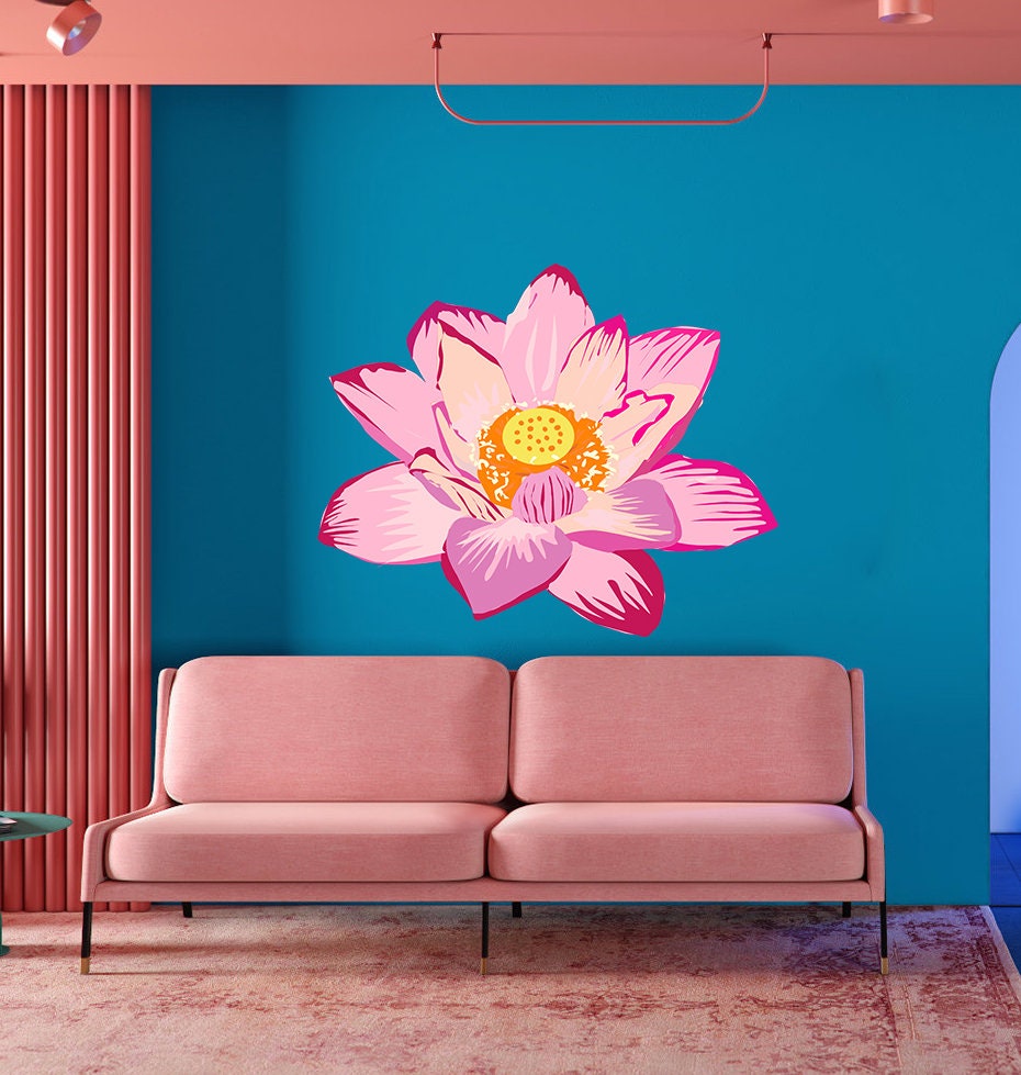 Lotus Wall Decal Lotus Wall Sticker Lotus Wall Decor Etsy UK