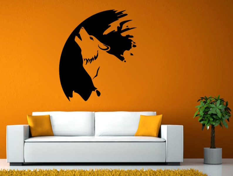 Wolf Coyote Dog Howling at the Moon Graphic Wall Window Vehicle Sticker ...