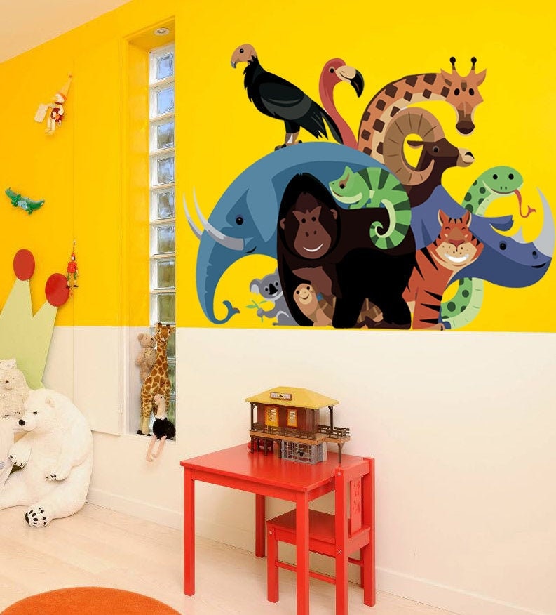 Animals Wall Decal Animals Wall Sticker Animals Wall Decor Etsy