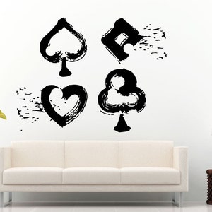 Mão poker jogo fichas jogo de cartas casino decalque da parede vinil adesivo mural decoração do quarto l1078