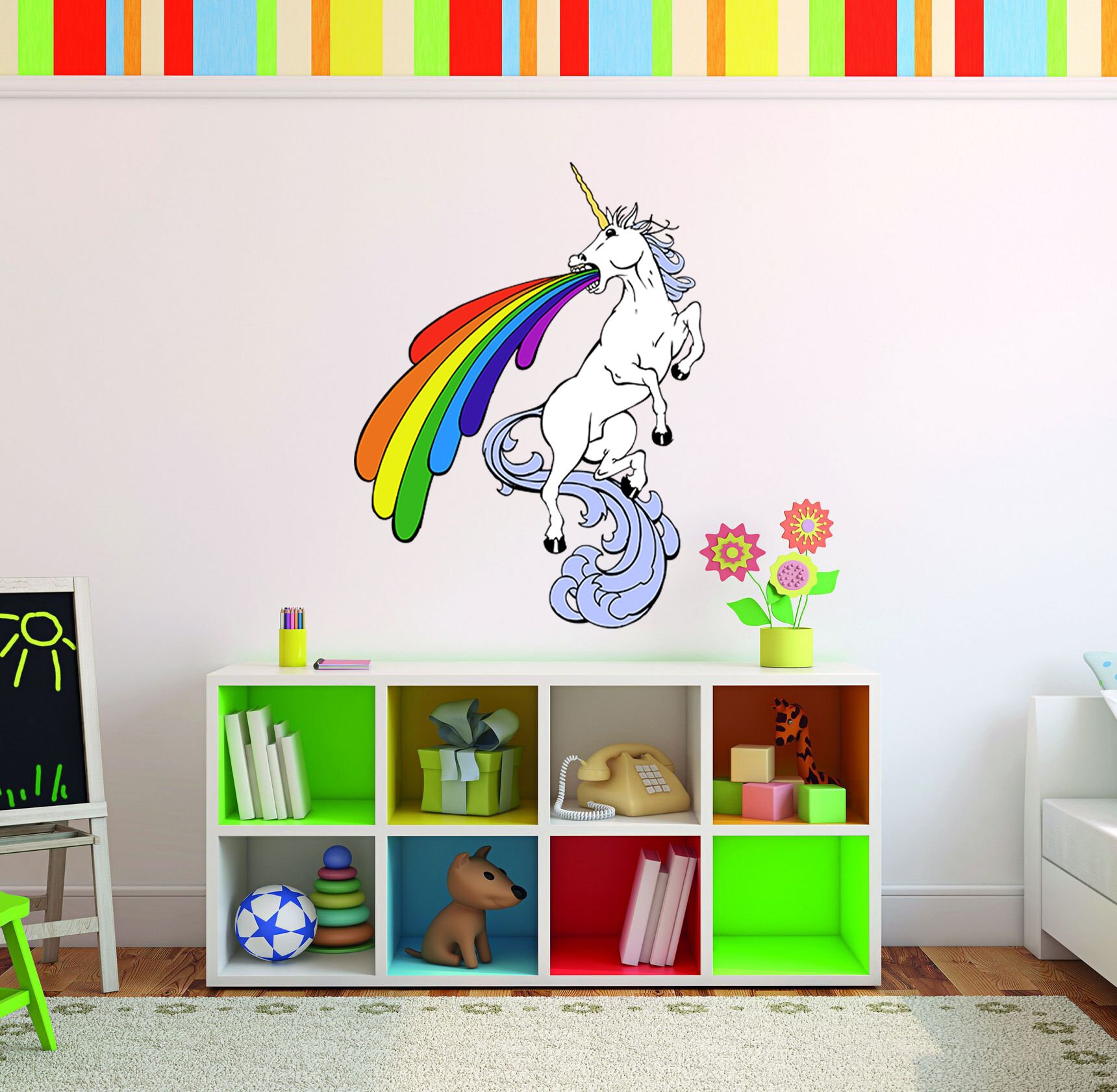 Rainbow Unicorn Wall Decal Rainbow Unicorn Wall Sticker Etsy UK