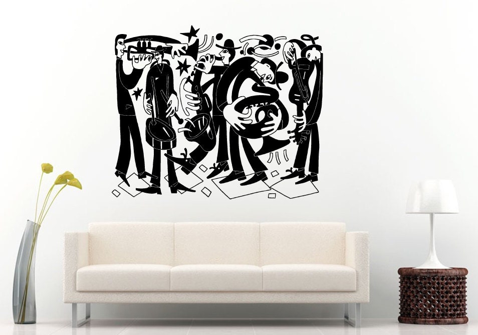 Jazz Sax Saxophone Instrument Tool Band Musical Genre Man Funny Band Wall Decal Vinyl Sticker Mural Room Decor L1153