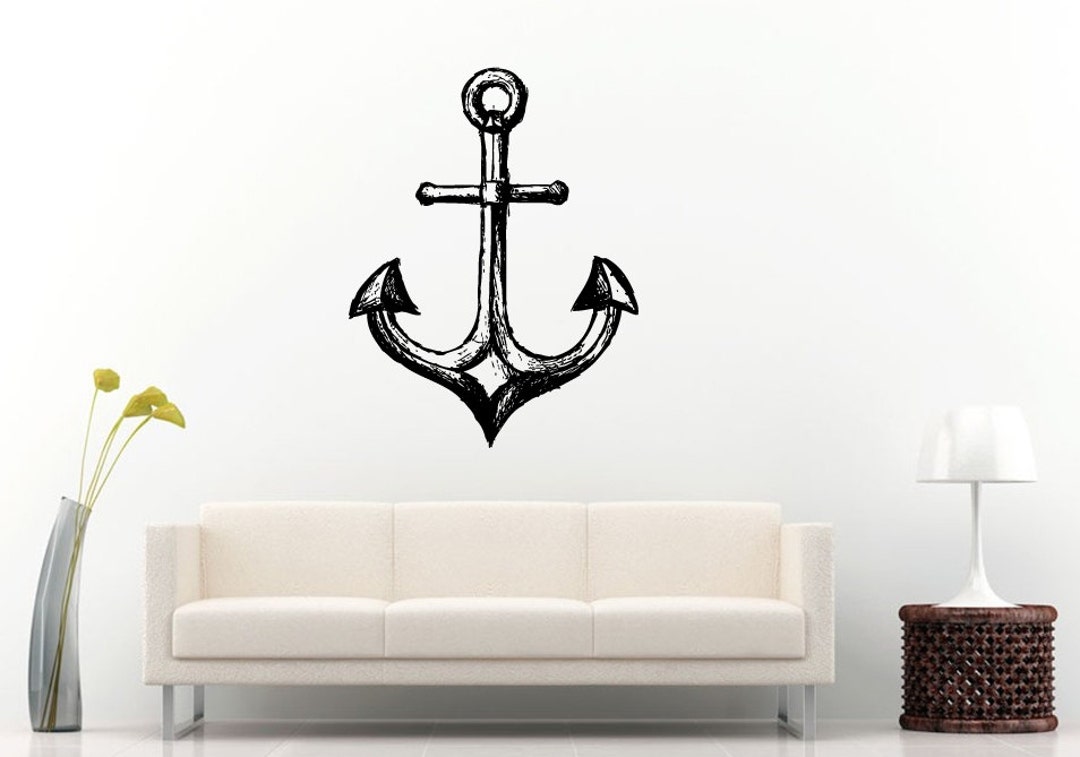 Anchor Sea Ocean Water Navy Naval Nautical Line Rope Wall Decal Vinyl ...
