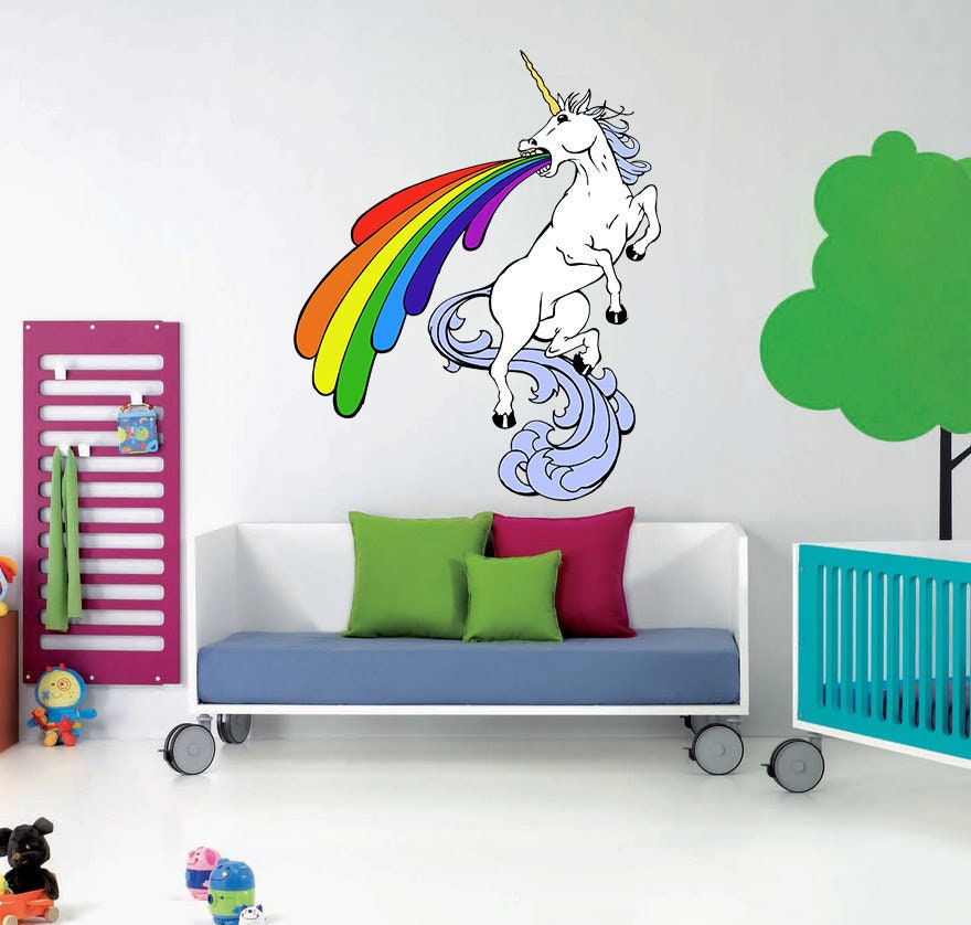 Rainbow Unicorn Wall Decal Rainbow Unicorn Wall sticker Etsy