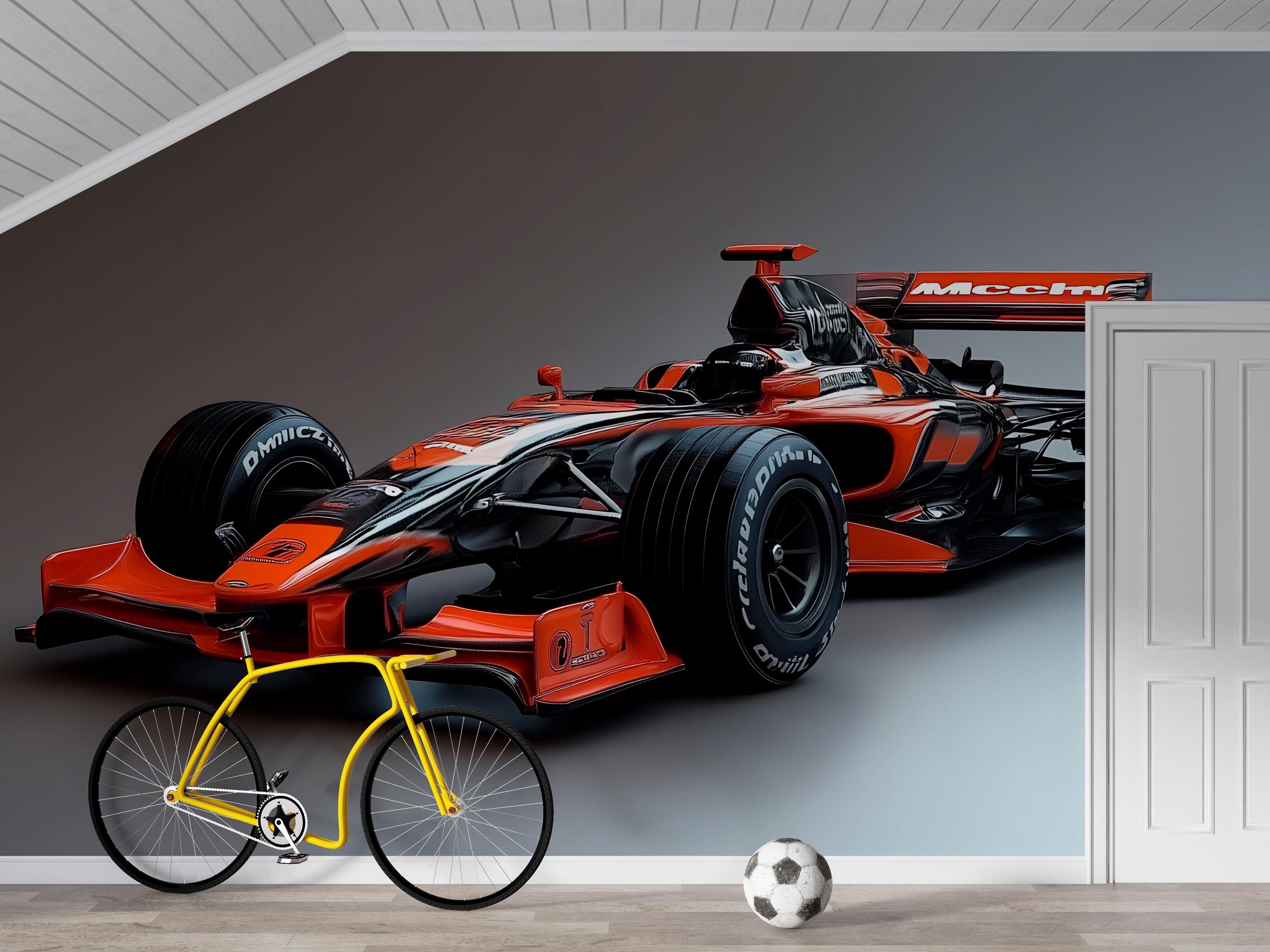 Formula 1 Racing Car 3D Wallpaper Mural – Modern Bold Wall Decor for ...