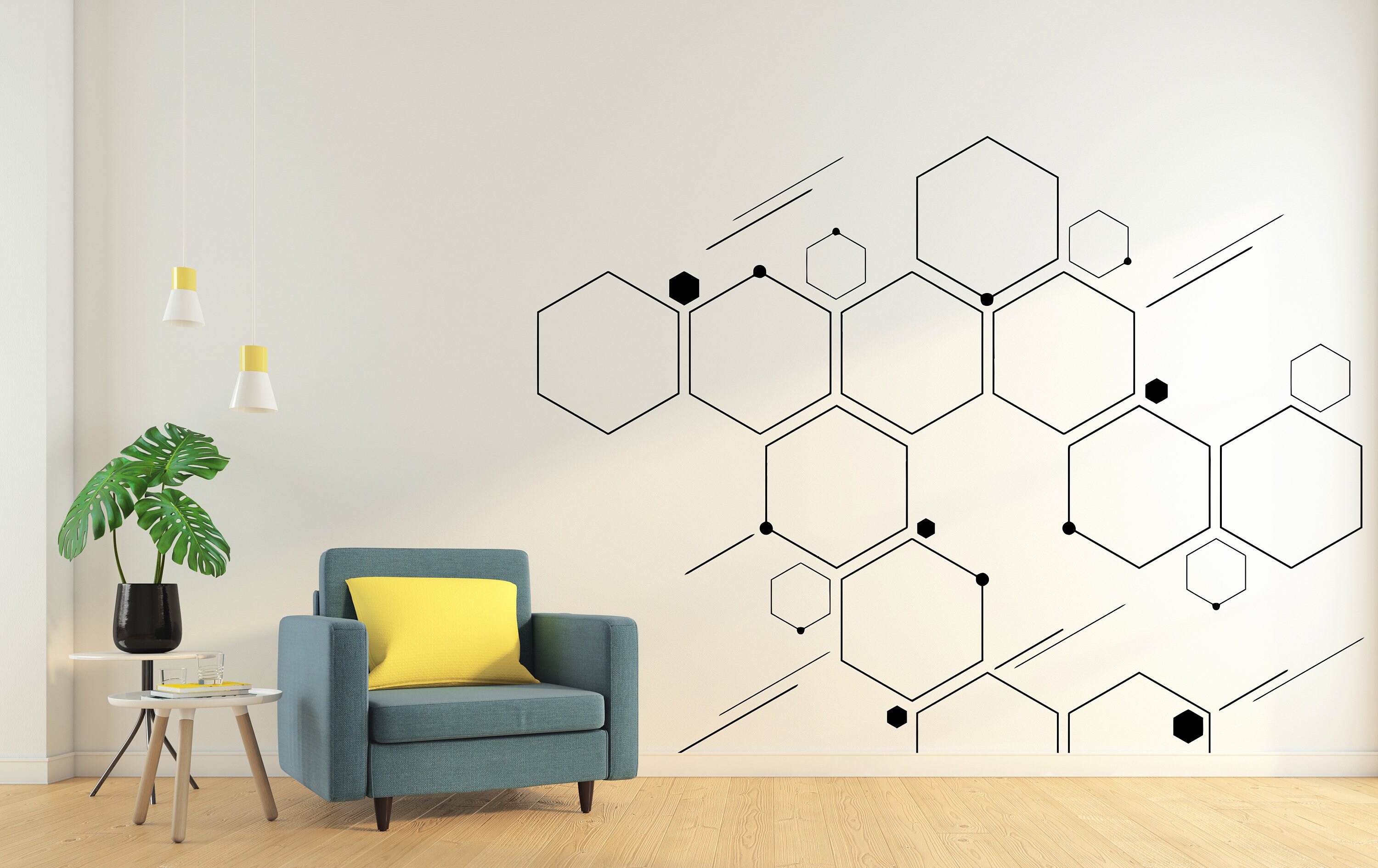 Honeycomb Wall Decals, Hexagon Decals, Geometric Wall Art, Wall Decor ...