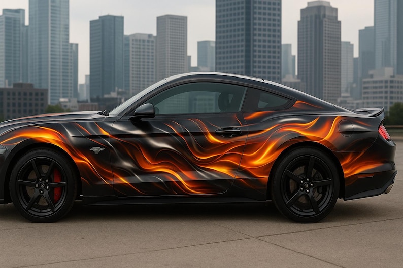 Fire Flames Car Wrap for Mustang | Custom Hot Rod Vinyl | Realistic ...