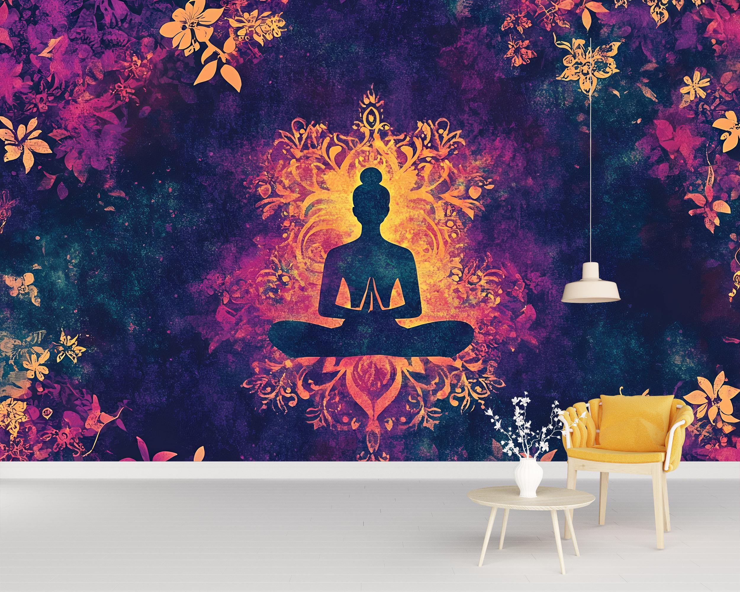 ABAKUHAUS Chakra Tablecloth, Lotus Body Silhouette, Rectangular for