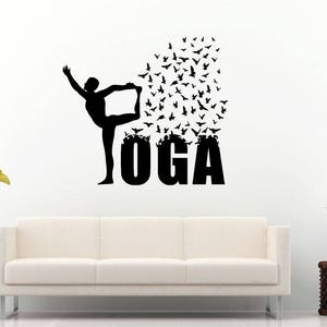 Yoga Pose Birds Flying Studio Mandala Henna Mehndi Namaste Om Meditation Wall Sticker Decal Vinyl Mural Decor Art L2234