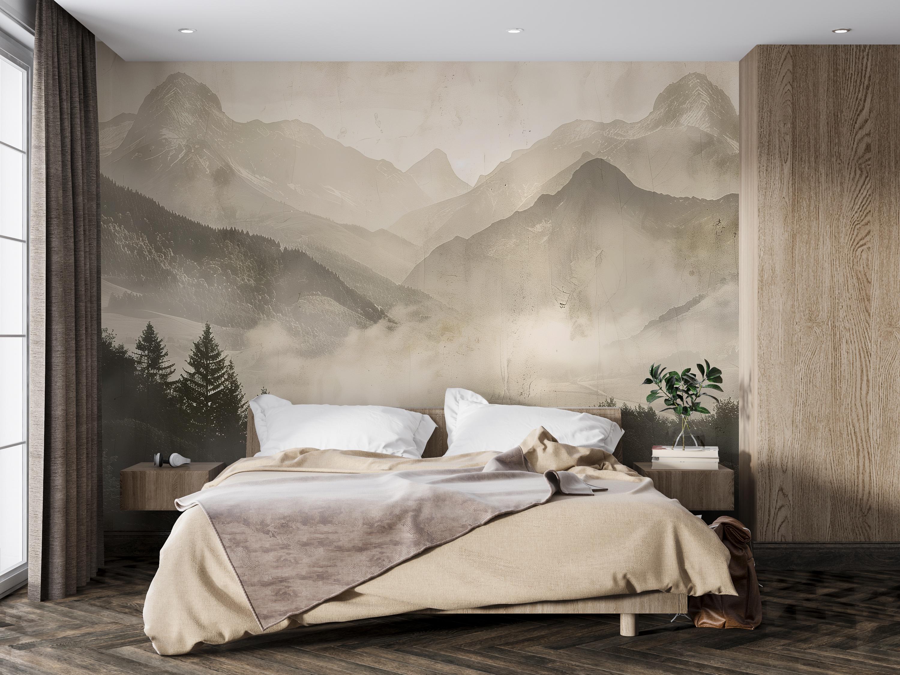 3D Mountain Forest Landscape Wallpaper Mural | Stylish Modern Wall ...