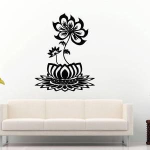 Lotus Flower Yoga Studio Mandala Henna Mehndi Namaste Om Meditation Wall Sticker Decal Vinyl Mural Decor Art L2228