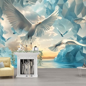 3D Soaring Birds Wall Mural - Modern Nature-Inspired Wall Art - Luxury Home Decor - Stylish Gift for Birthdays or Holidays