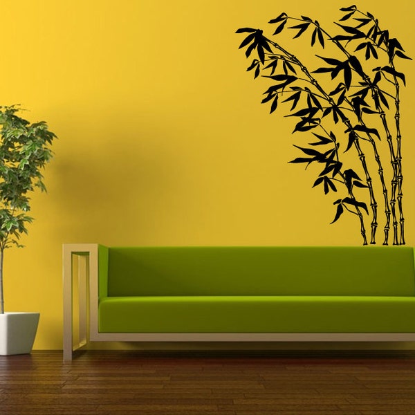 Wall Decal Vinyl Sticker Decals Peal And Stick Cheap Decor Art Bamboo Tree Trees Leaves Floral Nature Big Huge L399