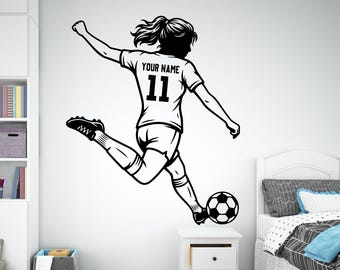 Soccer Girl wall decal Sport Wall Decal Kids Decal Personalized Gifts wall Vinyl Wall Sticker Boy Room 1190RS