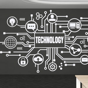 Technology Vinyl Wall Art Decal, Circuit Board Wall Decal, Office Wall ...