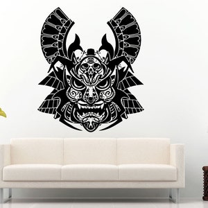Samurai Ancient History Japanese Warrior Mask Helmet Wall Decal Vinyl Sticker Mural Room Decor L620