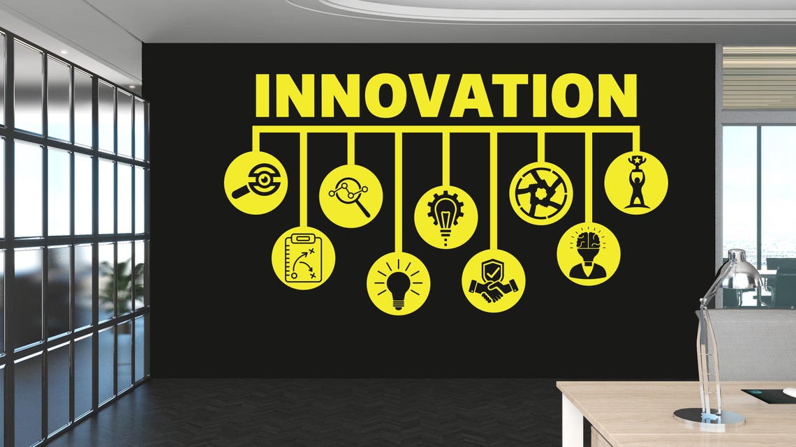Sticker Innovaiton Innovation Wall Decal Ideas Teamwork Development Analysis Innovation ...