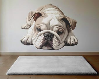 English Bulldog Personalized Wall Decal, English Bulldog Customized Wall Sticker, English Bulldog Vinyl Decal, ulldog Dog Name Decal vn058