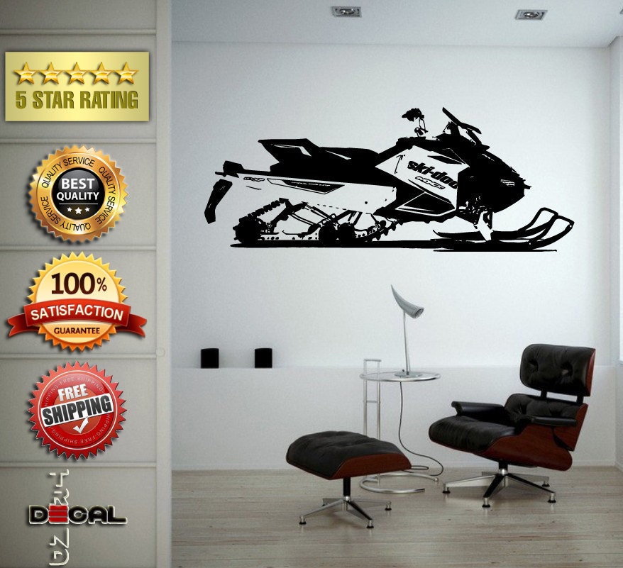 Snow Racer Wall Mount Ski Snowmobile Wall Vinyl Sticker Mural Room Decor L1782 - Etsy