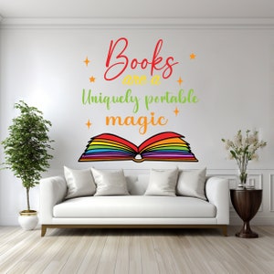 Calcomanías de arte de pared de vinilo de biblioteca, decoración de estanterías de libros, calcomanías de pared de biblioteca, calcomanías educativas, sala de lectura, guarderías, escuela, regalos para niños 043RS