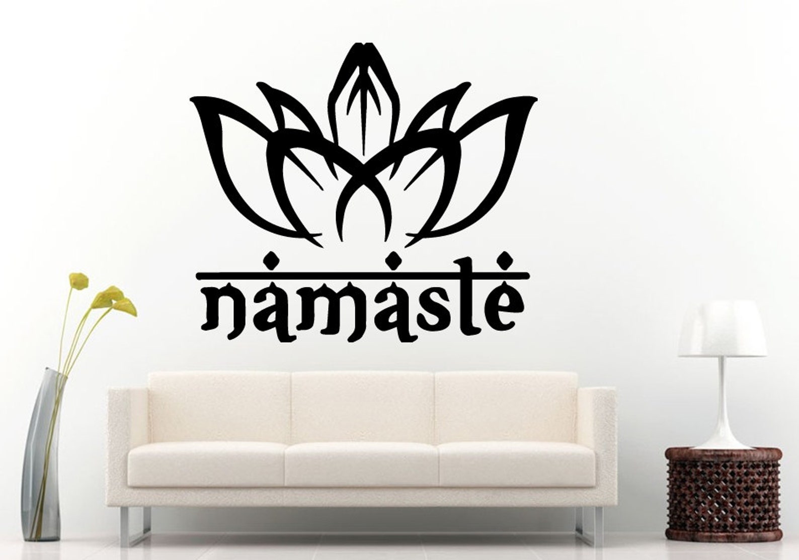 Namaste Lotus Flower Yoga Room Studio Wall Decal Vinyl Sticker Mural ...