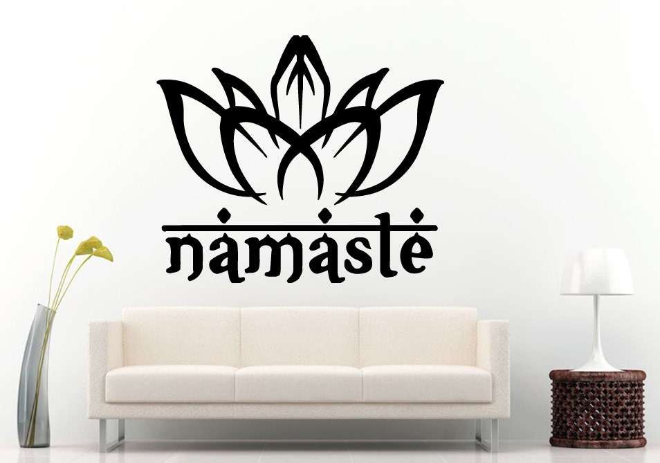 Namaste Lotus Flower Yoga Room Studio Wall Decal Vinyl Sticker | Etsy