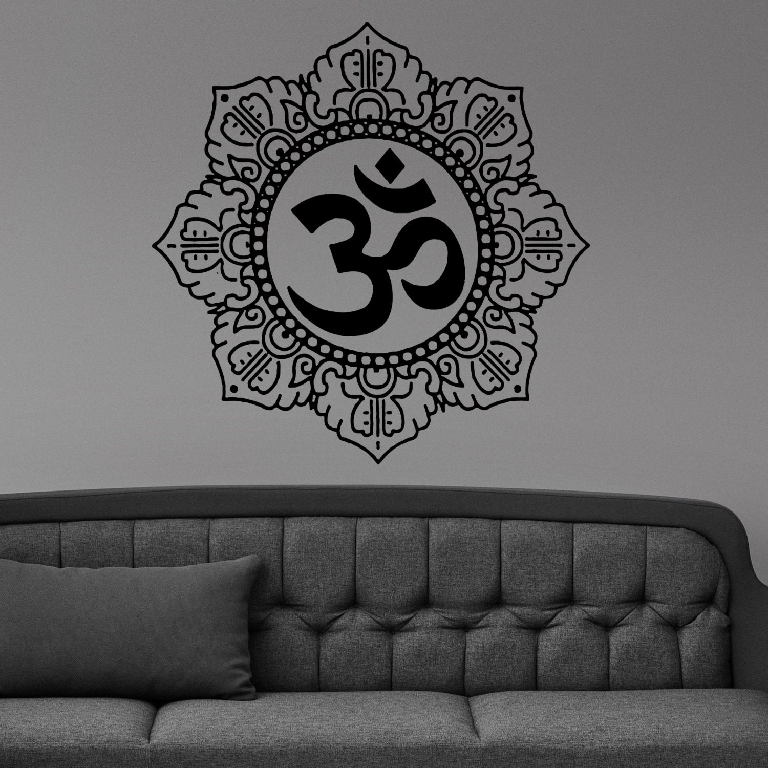 Om Peace Yoga Symbol Tribal Sun Floral Wall Sticker Vinyl Etsy