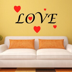 Love Hearts Heart Valentine Word Art Wall Decal Sticker Vinyl Mural Bedroom Leaving Room Home Decor FREE SHIPPING L222