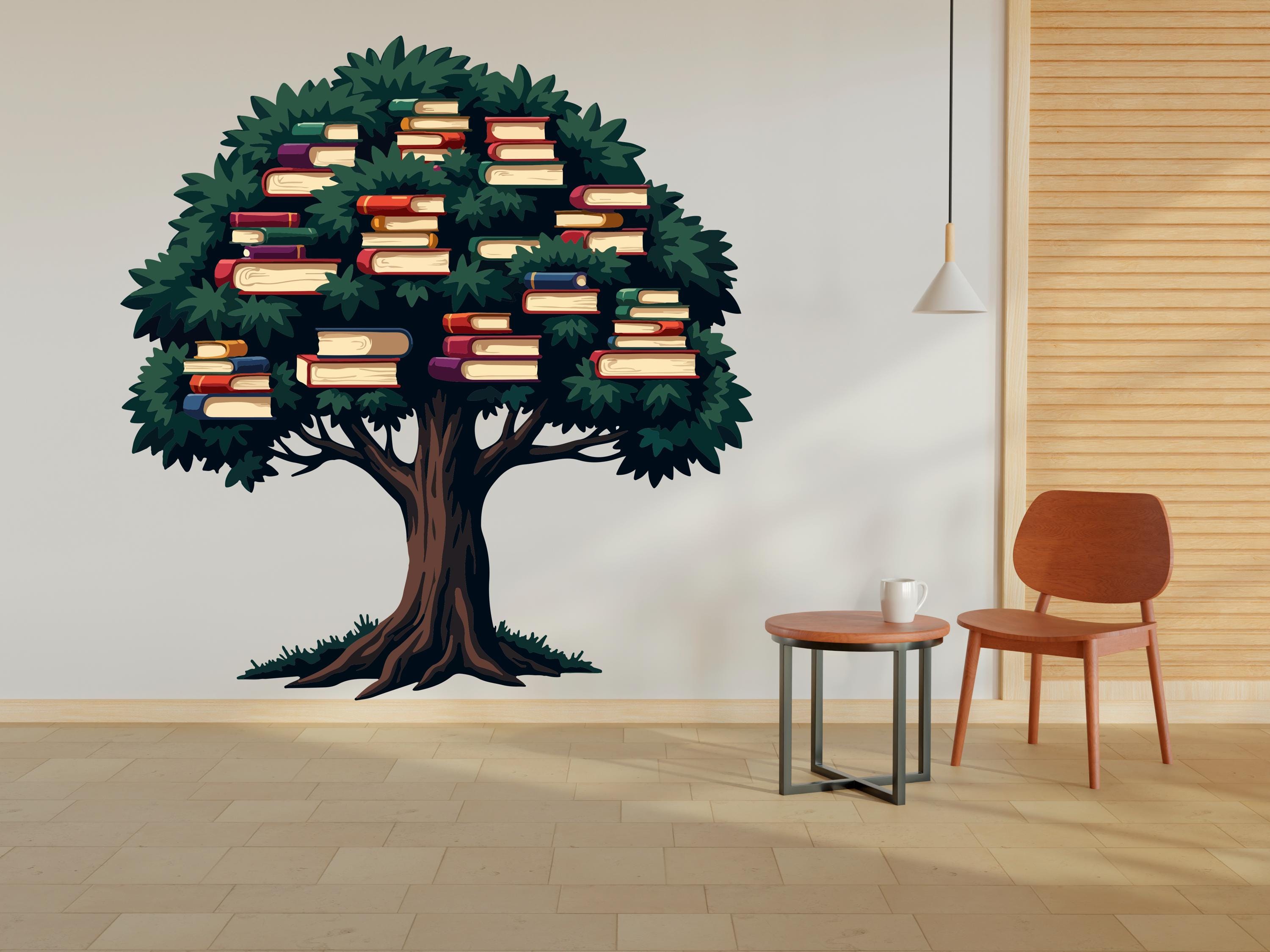 Library Tree Wall Art Decal, Library Wall Decal, Education Decals, Kids ...