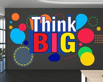 Calcomanía de pared Think Big, calcomanía de pared para oficina, calcomanía de pared para oficina, idea de calcomanía de pared para oficina, trabajo en equipo, decoración de pared para oficina 457RS