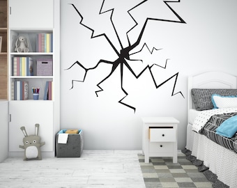 Crack wall wall decal, Cracked wall sticker, Cracked Broken vinyl wall art wall decals, Nursery wall decor, Gamer room decals 361RS