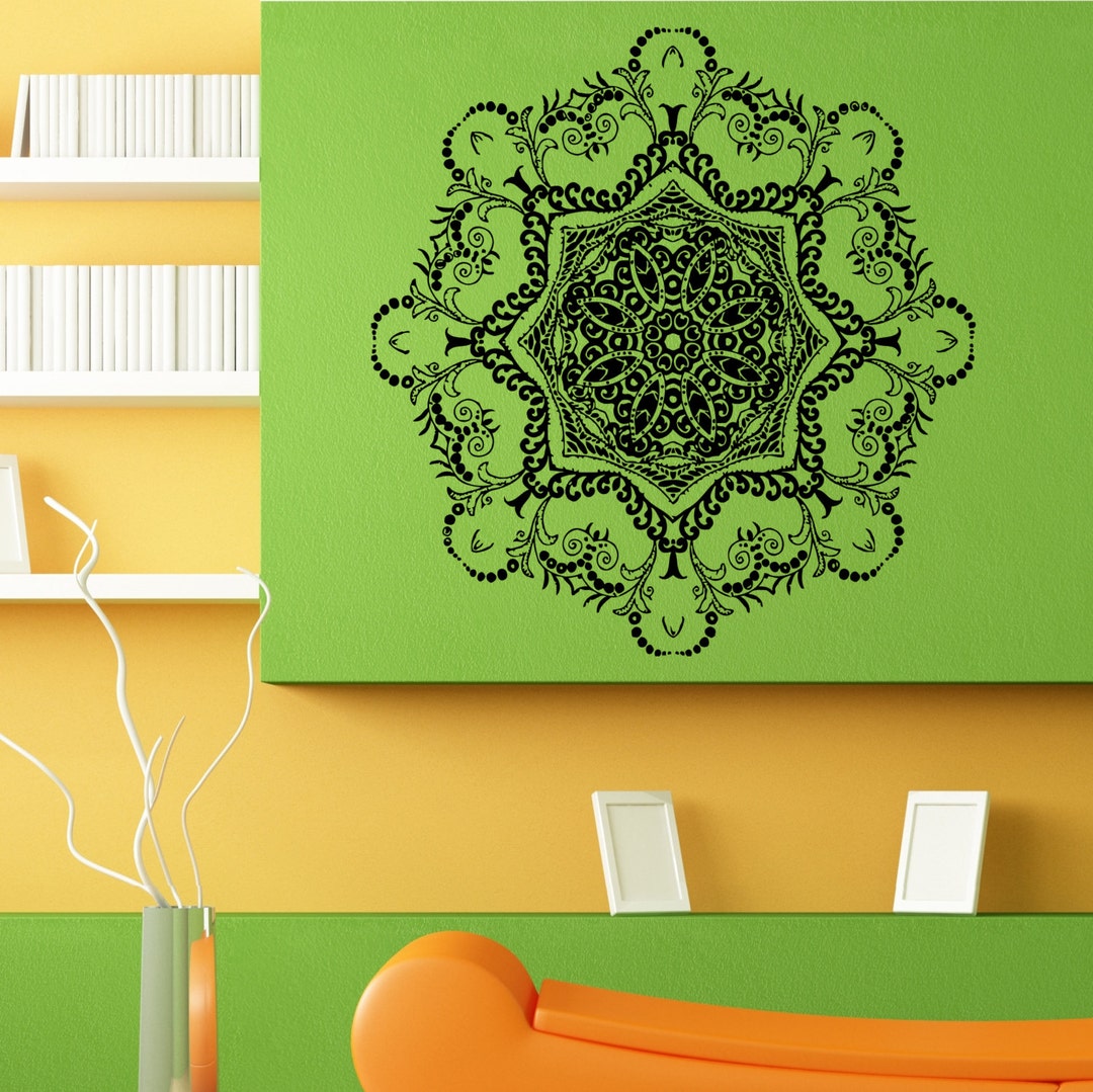 Mandala Yoga Hindi Floral Wall Sticker Vinyl Mural Decal Home House Art ...